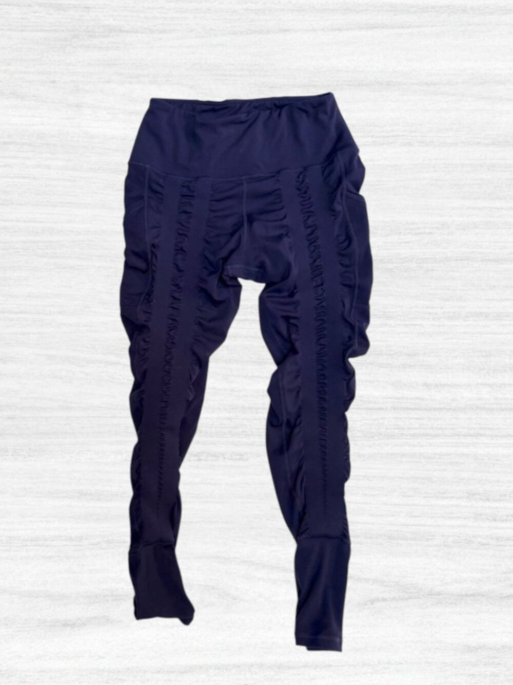 Sweetflexx Navy Blue High Rise Resistance Band Ruched Workout Leggings Size 8